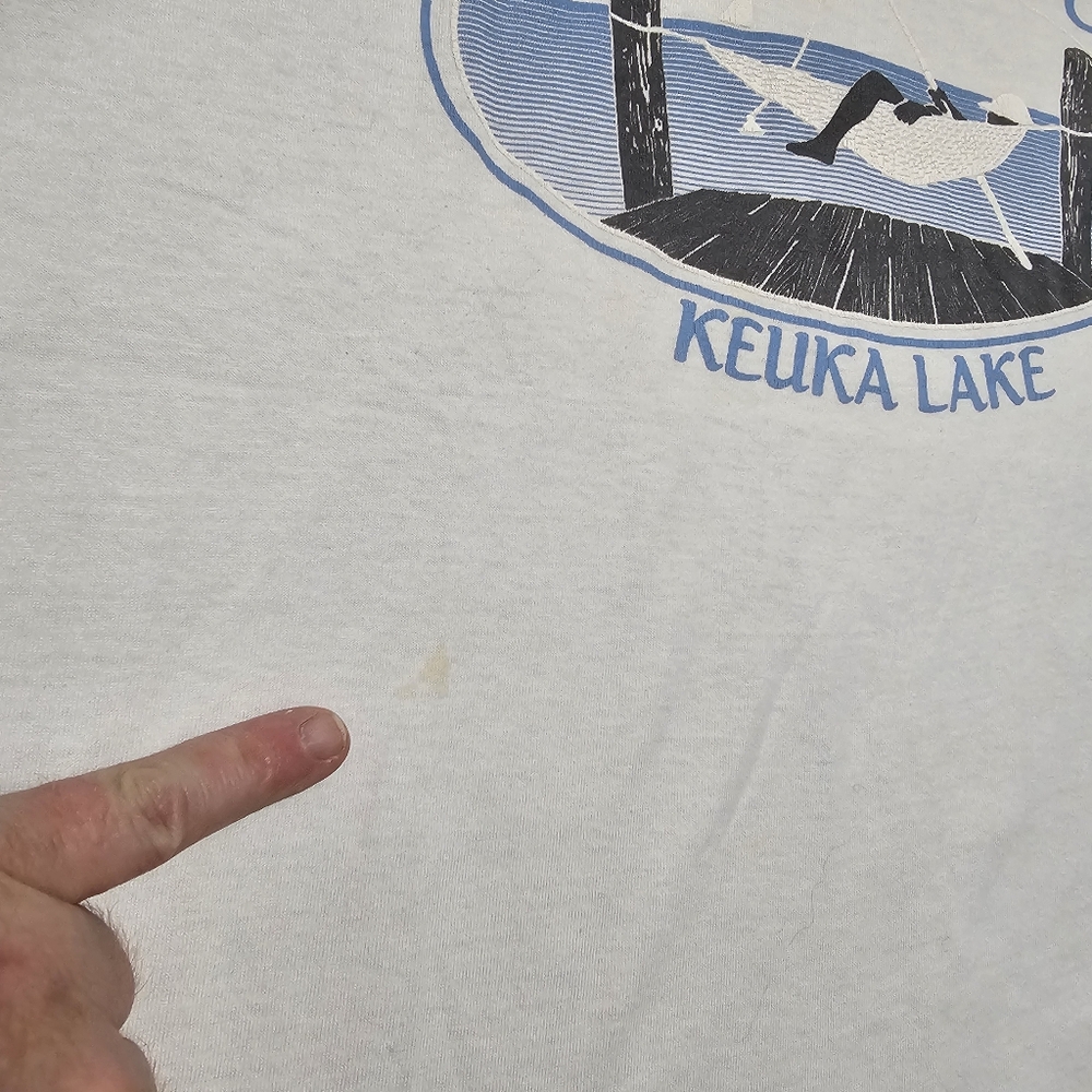 VTG 80s Finger Lakes Keuka New York Hangin Out T Shirt Single Stitch 2XL RARE - Picture 5 of 11